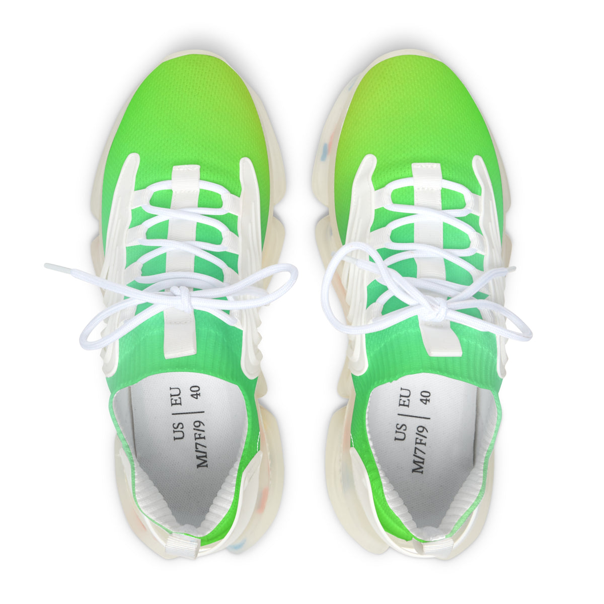 Neon Green Gradient Mesh Sneakers | Lightweight Athletic Shoes
