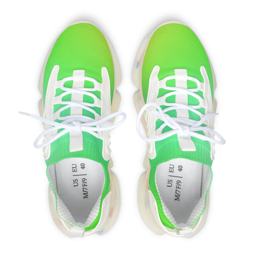 Neon Green Gradient Mesh Sneakers | Lightweight Athletic Shoes