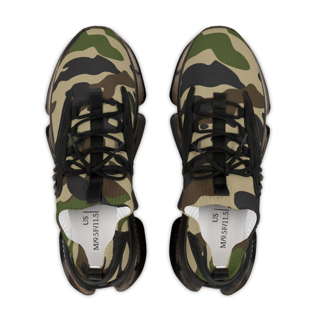Green Camo Pattern Men's Mesh Sneakers | Camouflage Athletic Shoes