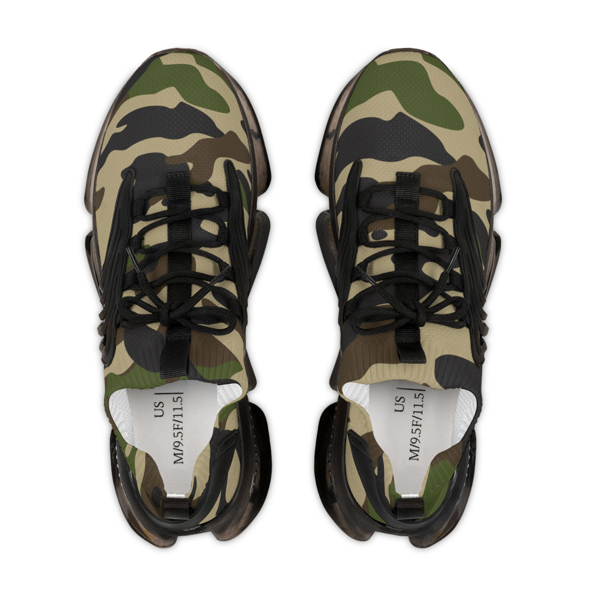 Green Camo Pattern Men's Mesh Sneakers | Camouflage Athletic Shoes