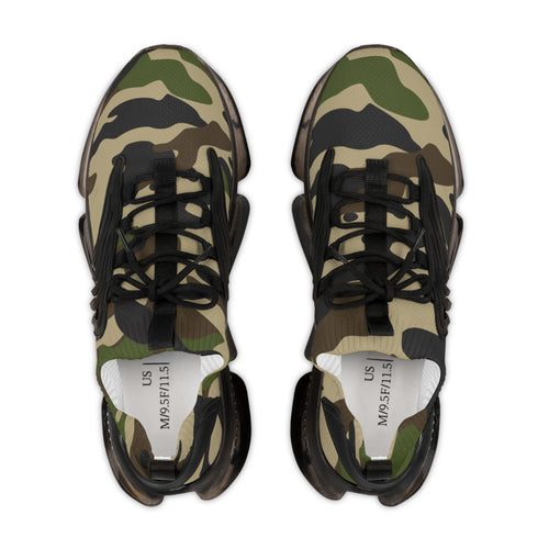 Green Camo Pattern Men's Mesh Sneakers | Camouflage Athletic Shoes
