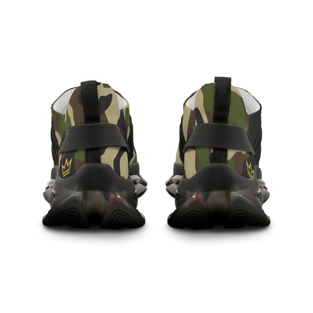 Green Camo Pattern Men's Mesh Sneakers | Camouflage Athletic Shoes