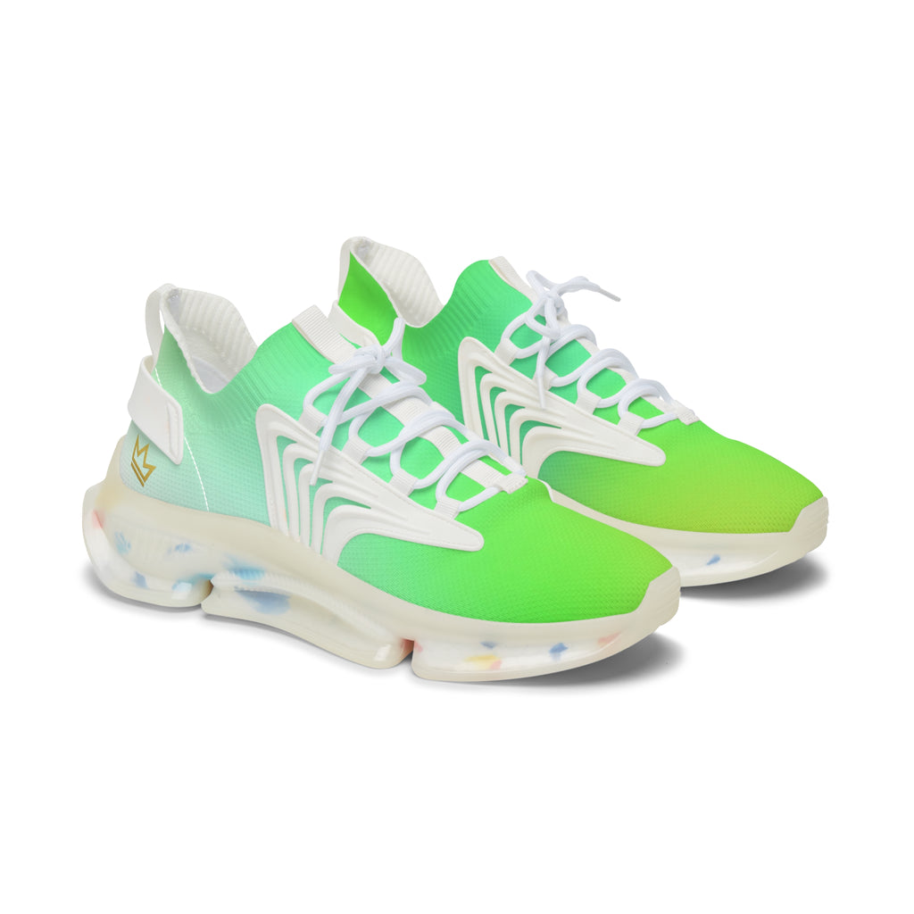 Neon Green Gradient Mesh Sneakers | Lightweight Athletic Shoes
