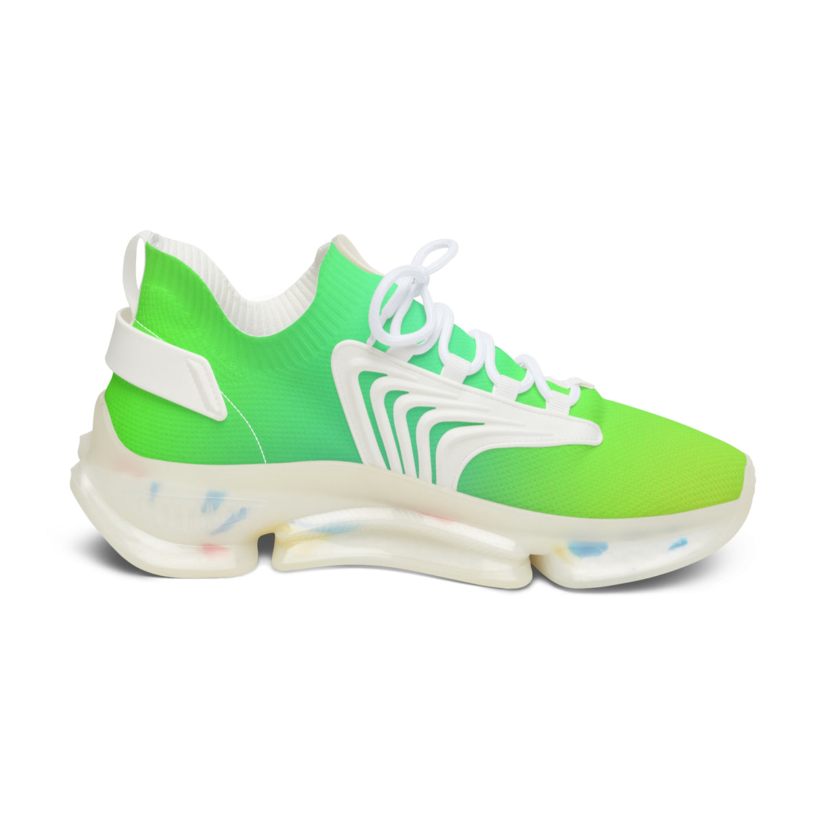 Neon Green Gradient Mesh Sneakers | Lightweight Athletic Shoes