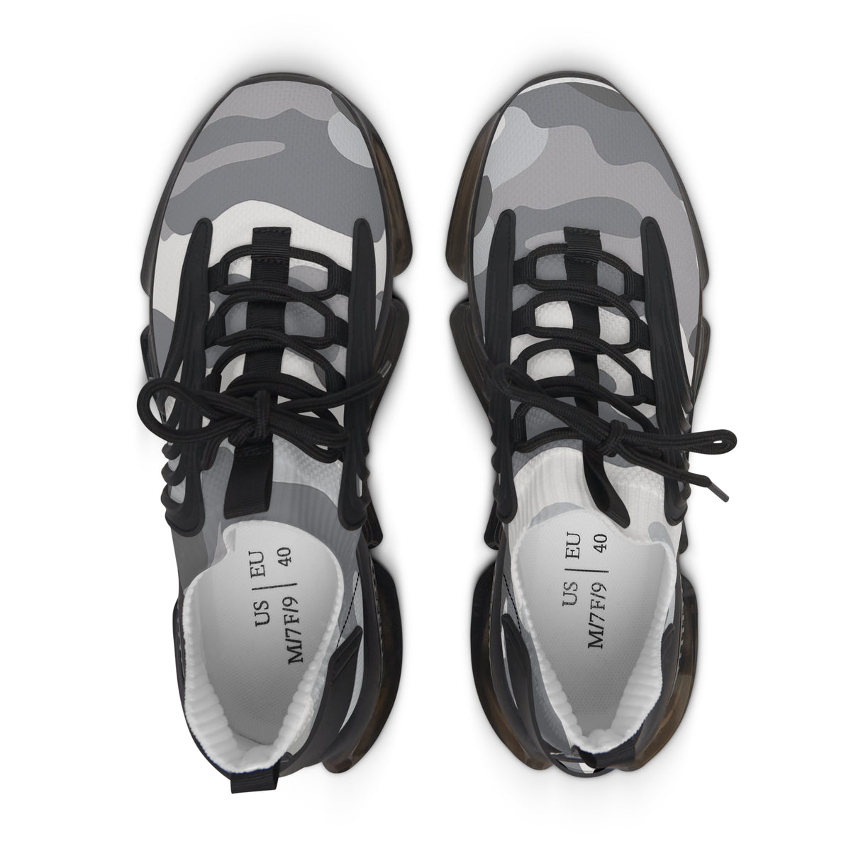 Gray Camo Athletic Sneakers | Mesh Running Shoes