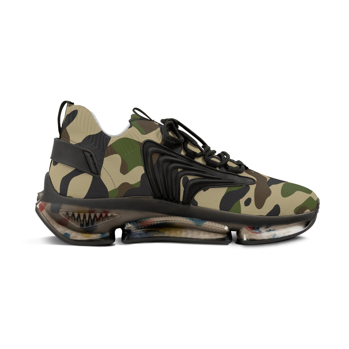 Green Camo Pattern Men's Mesh Sneakers | Camouflage Athletic Shoes