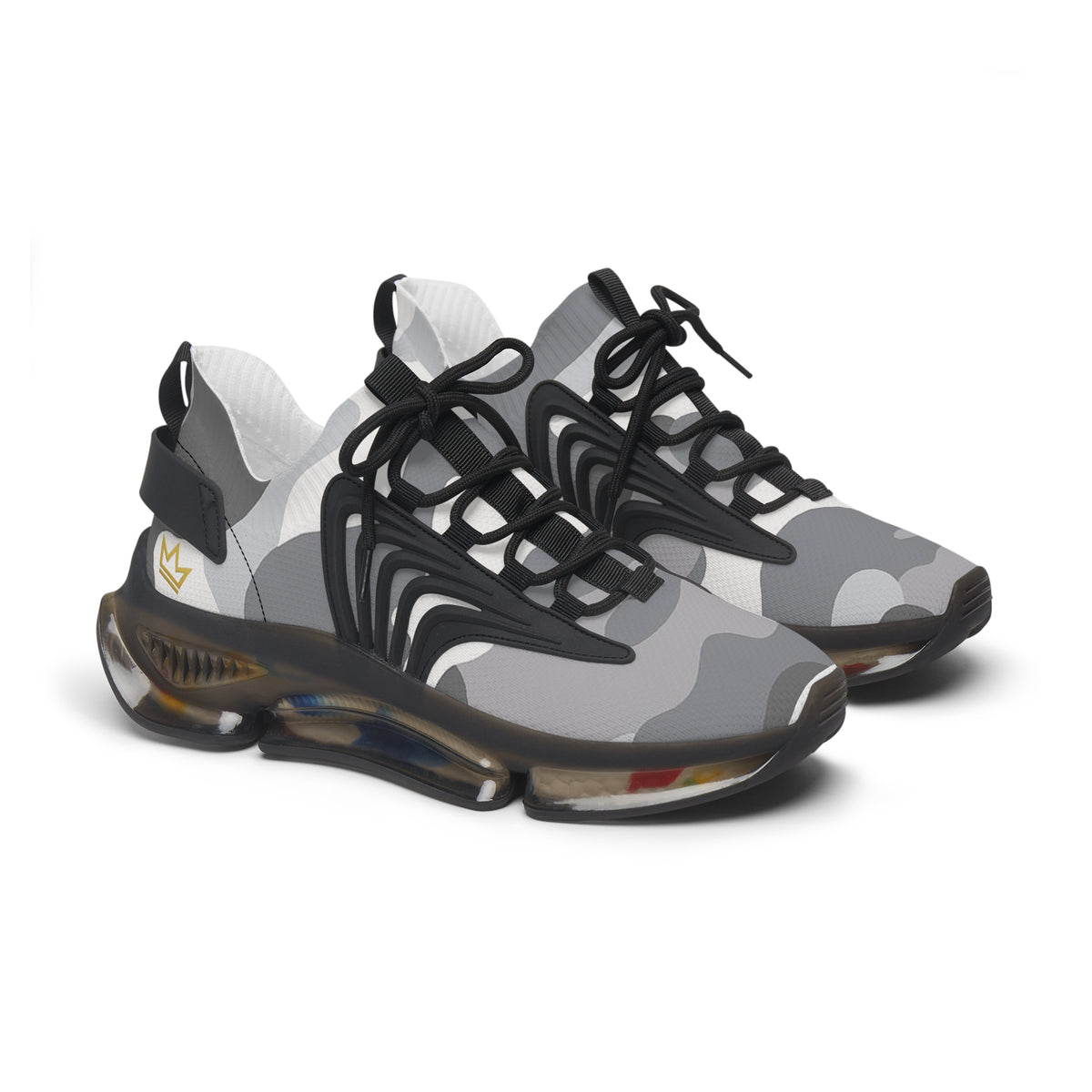 Gray Camo Athletic Sneakers | Mesh Running Shoes