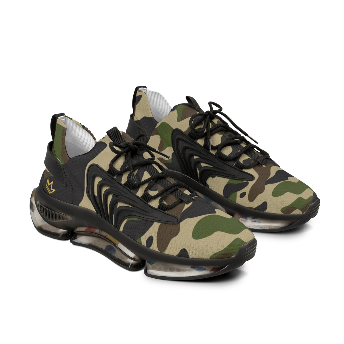 Green Camo Pattern Men's Mesh Sneakers | Camouflage Athletic Shoes